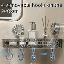 1/2pcs Transparent PET Material Bathroom Storage Rack, Built-In Suction Cup. Waterproof, Bottom 4 Hooks With Strong Suction, Bathroom Organizer Shelf, Convenient For Storage And Organization, Suitable For Bathroom, Shower Room And Other Purposes, Bathroom Accessory, Increase Bathroom Cabinet Storage Space, Excellent Bathroom Fixture, Storage Rack, Bathroom Decor, Bathroom Shelf, Essential Bathroom Item - Multicolor - View 7
