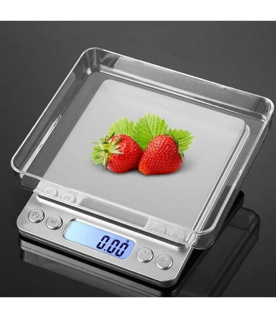 Mini báscula digital de bolsillo pesa hasta 3000 g - Plateado - Ver 1