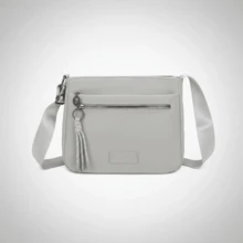 Women's Crossbody Bag, Semi-Gloss Finish, Shoulder Bag, Adjustable Strap, Spacious, Casual, Large - Grey - View 3