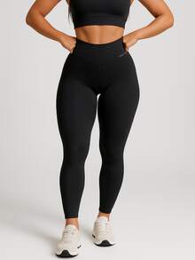 Set Of 2 High-Waisted Leggings With No Transparency - 1 Black + 1 Black - View 3