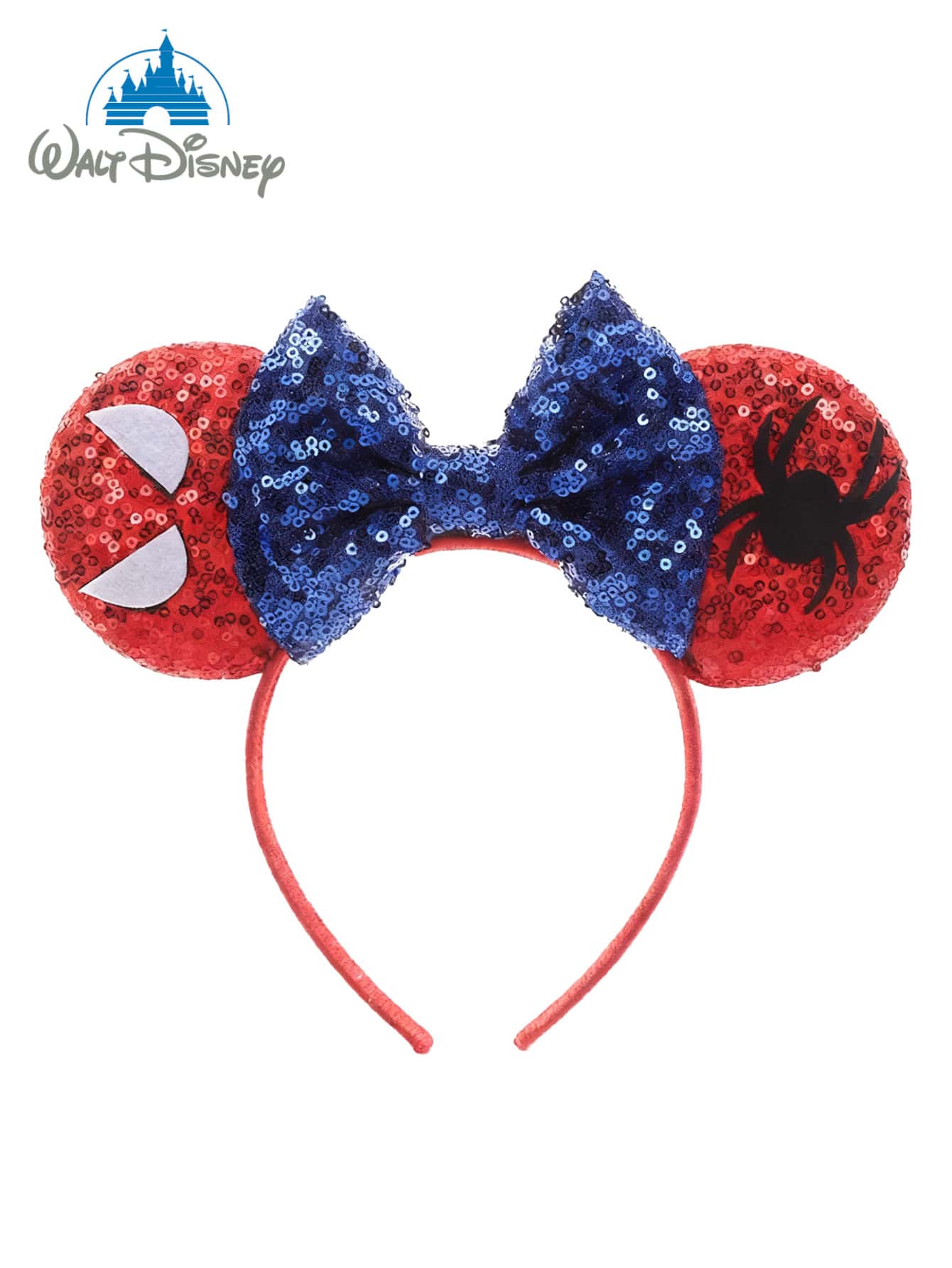 1pc Cartoon Spider-Man Ear Headband, Spider Web Shaped Headpiece, Spider-Man Cosplay Decorative Headwear, Cute Cartoon Minnie Mouse Ears, Glitter Bow Hair Accessory, Suitable For Parks And Various Occasions, Great Gift. This Minnie Mouse Ear Bow Headband Is Suitable For Men, Women And Couples. Head Accessories Hairband Beauty Home Hair Accessories - Random Styles - View 1