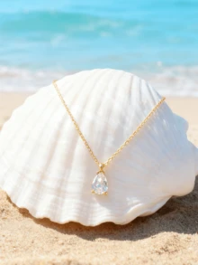 1pc Pear-Shaped Single Diamond Pendant Necklace, 925 Sterling Silver, Elegant Jewelry Gift For Women - Water Drop - View 7