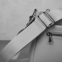 Women's Crossbody Bag, Semi-Gloss Finish, Shoulder Bag, Adjustable Strap, Spacious, Casual, Large - Grey - View 5