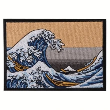 1pc Embroidered Great Wave Of Kanagawa Hot Melt Repair Patch For DIY Clothing Decoration, Artwork Accessory