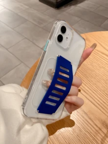 1 Ốp lưng TPU mềm trong suốt chống rơi bốn góc, tích hợp dây đeo cổ tay bằng silicon màu xanh lam bảo vệ điện thoại tương thích với các mẫu máy Apple - Màu xanh lam - Xem 1