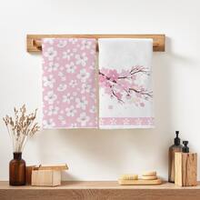 2 st minimalistiska kökshanddukar med rosa sakuramönster, mjuka disktrasor i polyester, lämpliga för köksinredning, köksstädning, festdekoration, köks- och badrumsnödvändigheter, heminredning, inflyttningspresent - Multifärgad - Visa 6