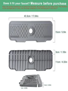 Tapete De Silicona Para Fregadero De Cocina Protector Contra Salpicaduras De Agua Para Grifo De Fregadero - Gris - Ver 3