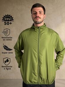 Men's Windbreaker Jacket, Waterproof, Plain, Thermal, Cold Weather, Super Lightweight, High Neck, Basic, Running, Cycling, Hiking, Motorcycling, Black, Blue, Green, White, Gray, Autumn/Winter, Loose Fit, Zipper - 橄欖綠 - 查看 1