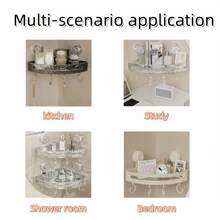 1/2pcs Transparent PET Material Bathroom Storage Rack, Built-In Suction Cup. Waterproof, Bottom 4 Hooks With Strong Suction, Bathroom Organizer Shelf, Convenient For Storage And Organization, Suitable For Bathroom, Shower Room And Other Purposes, Bathroom Accessory, Increase Bathroom Cabinet Storage Space, Excellent Bathroom Fixture, Storage Rack, Bathroom Decor, Bathroom Shelf, Essential Bathroom Item - Multicolor - View 8