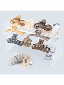 1 Set Acrylic Hair Hoop Display Rack, Hair Tie Organizer, Rotating Claw Clip Storage Rack, Transparent Display Stand, Hair Band Box - Clear - View 13