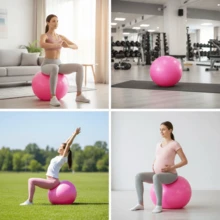 1 pieza Pelota de yoga rosa de PVC, balón de fitness y pilates duradero para pérdida de peso y entrenamiento de fuerza del núcleo, adecuado para entrenamiento en casa, se puede usar con yoga, estiramiento y ejercicios de flexibilidad, bomba de aire se vende por separado - Rosa Fucsia - Ver 6