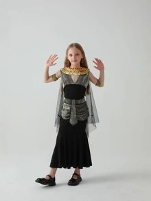 Girls' Holiday Party Costume, Egyptian Costume, French Costume, Charming Queen, Arabian Princess Costume - Multicolor - View 5