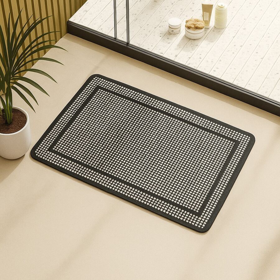 Non-Slip Bathroom Mat, Super Absorbent, Magic Mat, Quick Drying, Balcony, Entryway, Kitchen, Habitat - Chess 3 - View 1