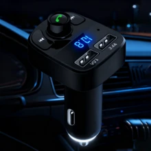 Reproductor MP3 con carga rápida para coche, pantalla LED para coche, reproductor Bluetooth para coche con cargador de teléfono móvil Adaptador USB para encendedor de cigarrillos, adecuado para cargar en el vehículo. - Negro - Ver 1