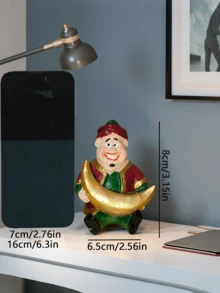 1pc Eid Crescent Moon & Star Figurine, Living Room/Study Desk Decor, Valentine's Gift, Bedroom Desk Cute Decoration, Office Desk Accessory, ABS Resin Statuette, Home Decor, Gift, Ramadan - Multicolor - View 3