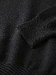 FRACTYR 男士基础款纯色高领毛衣，秋冬季保暖叠穿针织衫 - 黑色 - 查看 5