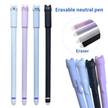 4pcs Cat Erasable Gel Pens, 0.5mm Magic Ink, Blue & Black Pen Set With Eraser, Creative Student Stationery - Sets - View 1