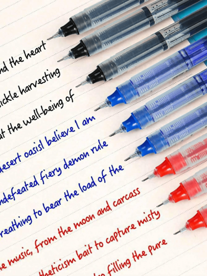 10 Blue Straight Liquid Gel Pen Quick-Drying Ballpoint Pen/Large Capacity Note Office Signature Pen/Suitable For School Office, Exam Supplies, Stationery, School Season Stationery. School Supplies, Back To School Supplies, Teacher Supplies, School Necessities, Back To School Supplies, Markers, High School Supplies