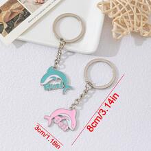 2 brelocuri cu delfini pentru cel mai bun prieten - brelocuri emailate cu animale oceanice, cadou de prietenie pentru fete/doamne, pandantive pentru breloc pentru cupluri roz și verde mentă - Multicolor - Vizualizare 2