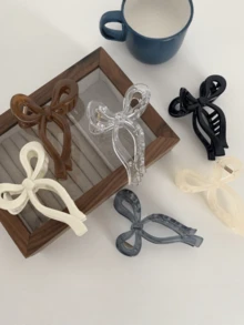 3pcs/Set Korean Style Simple 3D Bow Hair Clips, Large Size Hair Claw Barrettes For Women Women Hair Accessories Casual Hair Clutch - Multicolor - View 11