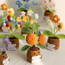 1pc Handmade Crochet Artificial Plant, Home & Office Desktop Decor, Unique Handcraft Gift For Wife/Lover/Sister/Mother, Valentine's Day/Birthday/New Year Handmade Decoration - Multicolor - View 9