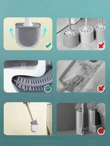 Chổi cọ bồn cầu silicon, chổi vệ sinh gắn tường nhỏ gọn tại nhà, chổi cọ bồn cầu có tay cầm dài có thể tháo rời với lỗ thông gió bên hông, chống rò rỉ, đầu phẳng, lông mềm, nhanh khô, lông mềm để vệ sinh bồn cầu, dụng cụ vệ sinh phòng tắm - Nhiều màu - Xem 9