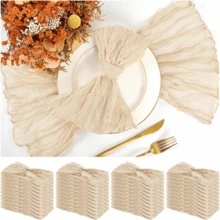 6/12/24入組褶皺紗餐巾，19.7 X 19.7英寸裝飾餐巾，適用於婚禮、慶祝活動、嬰兒派對和餐廳（香檳色） - 香檳色 - 查看 10