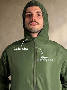 Men's Windbreaker Jacket, Waterproof, Plain, Thermal, Cold Weather, Super Lightweight, High Neck, Basic, Running, Cycling, Hiking, Motorcycling, Black, Blue, Green, White, Gray, Autumn/Winter, Loose Fit, Zipper - xanh quân đội - Xem 3