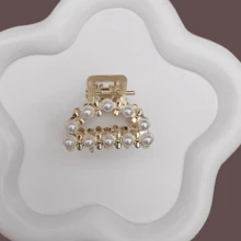 6pcs Women's Metallic Faux Pearl & Rhinestone Hair Claws Hair Bow Hair Clutch Hair Accessories Vacation Hair Clip Fashion Claw Clip - Gold - View 3