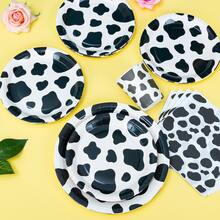 1 Set Perlengkapan Pesta Sekali Pakai Motif Sapi Hitam Putih, Termasuk Piring, Serbet, Gelas, Taplak Meja, dan Bendera, Cocok untuk 25 Tamu, Peralatan Makan Pesta Piring Kertas Sekali Pakai untuk Ulang Tahun, Pernikahan, Pesta Bertema, Piknik Keluarga - MultiWarna - View 5