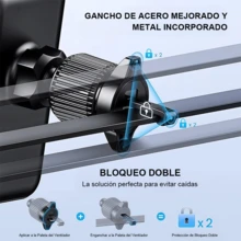 Soporte Universal Carro Rejilla Aire | Sensor Mecánico Bloqueo Rápido | Negro Estilo Moderno | 360° Ángulo Ideal | Vertical y Horizontal - Negro - Ver 7