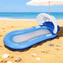 Inflatable Swimming Pool Float Bed With Headrest, Suitable For Beach, Lake, Swimming Pool, Adult Pool Float, Sunbathing Pool, Portable Floating Chair Bed, Suitable For Travel, Adult Size (Blue/Pink), Swimming Pool, Bathtub, Lake, Beach Resort Floating Net Chair, Pool Inflatable, Beach Essentials, Pool Float - Multicolor - View 6
