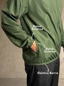 Men's Windbreaker Jacket, Waterproof, Plain, Thermal, Cold Weather, Super Lightweight, High Neck, Basic, Running, Cycling, Hiking, Motorcycling, Black, Blue, Green, White, Gray, Autumn/Winter, Loose Fit, Zipper - xanh quân đội - Xem 2