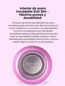 Botella Térmica PYA-8 de 800ml con Asa Integrada, Tapa Hermética Antiderrame y Conservación de Frío y Calor por 12 Horas, Disponible en 10 Colores para Hombres y Mujeres, Ideal para Gym, Oficina, Escuela y Uso Diario - Rosa - Ver 3