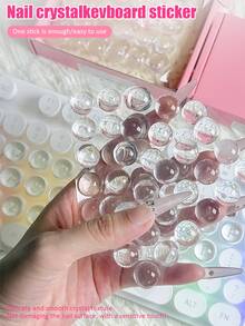 可爱透明水晶键盘键帽贴纸，长指甲打字辅助贴，自粘式3D凸起指甲保护贴，DIY办公键盘装饰（不伤指甲） - 透明白 - 查看 9