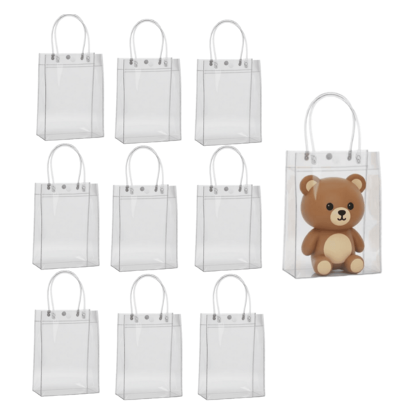 20 piezas, 20*20*10cm Bolsas de tote de PVC transparente, bolsas de regalo con pétalos de caramelo para fiestas y cumpleaños, bolsos de cosméticos de gelatina de PVC, bolsas de tote transparentes reutilizables, suministros para pequeños negocios, artículos de mejor valor, bolsas de compras, bolsas de fiesta, bolsas de regalo para fiestas de boda y cumpleaños, bolsas de tote hechas a mano, recuerdos de fiesta, los artículos talla grande asequibles