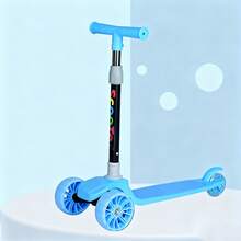 Patín Del Diablo Con Luz En Las llantas, Scooter Plegable Para Niños Con 3 Ruedas, Con Luz y Freno Trasero, Patinete Plegable Para Niños, Patines Para Niñas y Niños, Juguetes Para Niños y Niñas, Juguetes Para Dia del Niño - Azul - Ver 11