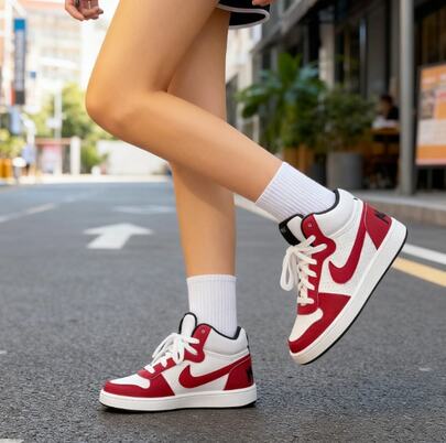  Nike Court Vision Mid Women Skateboarding Shoes, Lightweight, Comfortable, Retro Style, Durable, Outdoor Wear, Fashion Versatile, Attractive Color Combination, Flat Sole, Style Code 839977-103