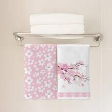 2 st minimalistiska kökshanddukar med rosa sakuramönster, mjuka disktrasor i polyester, lämpliga för köksinredning, köksstädning, festdekoration, köks- och badrumsnödvändigheter, heminredning, inflyttningspresent - Multifärgad - Visa 7