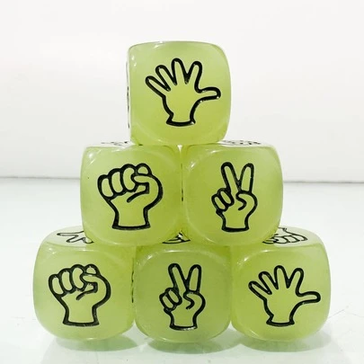 5/10pcs Glow In The Dark Rock Paper Scissors Dice Game - Fun Outdoor Entertainment For Family Gatherings And Parties, 20*20mm Dice Guessing Game Colorful Dice Creative Dice Game