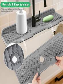 Tapete De Silicona Para Fregadero De Cocina Protector Contra Salpicaduras De Agua Para Grifo De Fregadero - Gris - Ver 6