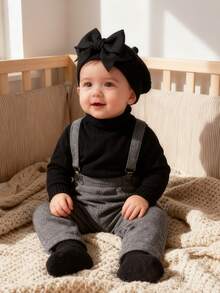 1-2顶婴儿贝雷帽、蝴蝶结帽、艺术家帽，适合1-3岁新生儿、女婴服装，柔软透气，舒适，春秋系列，婴儿春季发饰，幼儿发饰，小女孩春季套装，适合居家和外出，婴儿礼物，适合旅行摄影、节日派对 - 彩色 - 查看 10