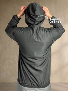 Men's Windbreaker Jacket, Waterproof, Plain, Thermal, Cold Weather, Super Lightweight, High Neck, Basic, Running, Cycling, Hiking, Motorcycling, Black, Blue, Green, White, Gray, Autumn/Winter, Loose Fit, Zipper - 黑色 - 查看 4