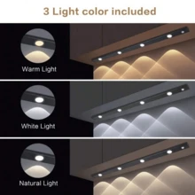 1pc/2pcs Smart LED Motion Sensor Light, USB Rechargeable PIR Wall Lamp, Ultra-Thin Cat Eye Hill Lamp Strip, 3 Lighting Modes Adjustable, Suitable For Kitchen, Wardrobe, Wine Cabinet, Shoe Cabinet, Bedroom Lighting - Black - View 5