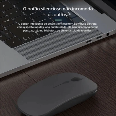 Mouse Sem Fio Wireless - Bateria Interna Recarregável, LED RGB para Home Office