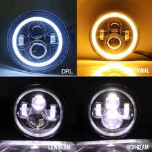 Faro Para Moto Universal + Carcasa Y Soporte De 7 Pulgadas Derecho Faro Para Moto Universal Y De 7 Pulgadas Led Aluminio+ Carcasa Y Soporte De 7 Pulgadas Derecho, Faros H4 Led Alta y Baja 4300K Ámbar/6500K Blanco, Faro General LED Redondo para Moto - H4 - Ver 7