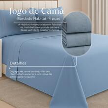 Habitat 4-Piece Queen And King Size Bed Sheet Set, Embroidered With Elastic, Soft Touch, Smooth - Màu xanh lam - Xem 3
