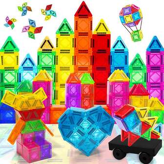 50/100pcs Mini Magnetic Building Blocks Toys, Magnetic Tiles, Geometric Shapes, Small Size Creative Construction Toys For Children, Suitable For Christmas, Thanksgiving, New Year, Birthday Gifts