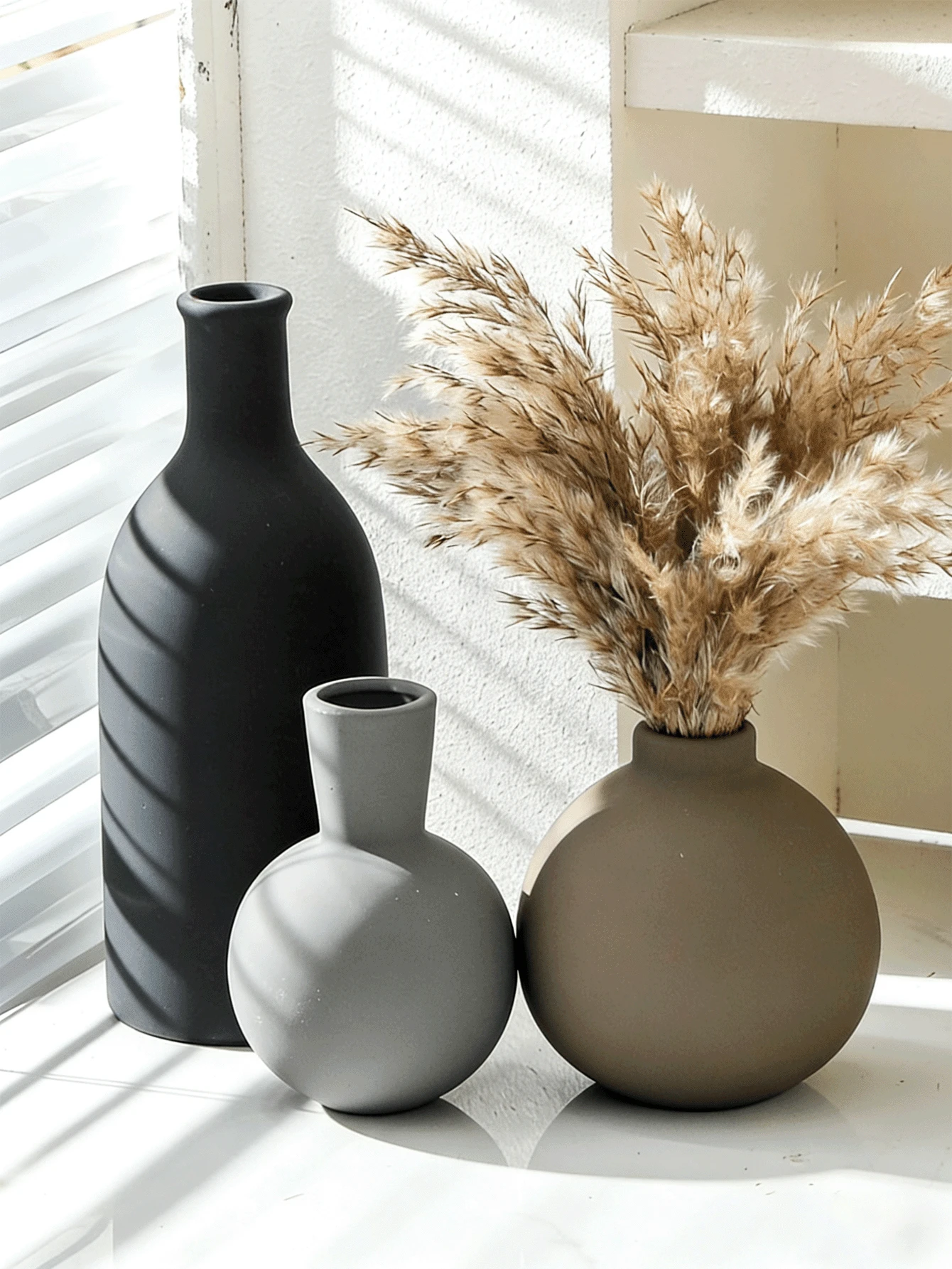 3-In-1 Vase, Floral Decor Vase, Bohemian Style Unisex Modern Reed Vase, Suitable For Home Decor, Including Dining Table, Fireplace, Entrance, Bookshelf, Living Room, Bedroom, Bathroom, Kitchen, Can Be Used As Tabletop Decor Or Bouquet Decor - Multicolor - View 1