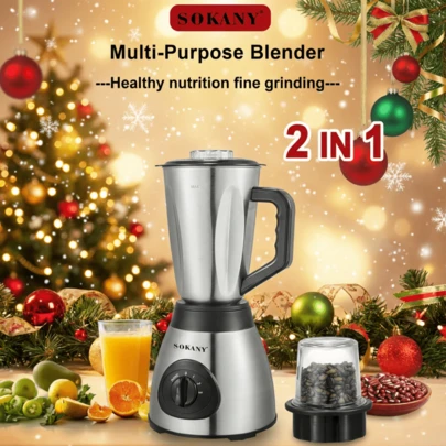 SOKANY Julklappsset: 1 st. Bullet Personal Blender, innehåller 1 basenhet, 2 blad, 2 koppar, 1 mugg, 1 resekopp och 1 klunklock, 2 bekväma koppringar, 2 slitstarka lock, pulsfunktion för malning, mixning, blendning, smoothie och iskrossning.